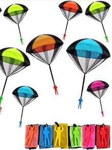1pc/2pcs/5pcs Outdoor Fun Hand Throw Parachute Toy Set - Multiple Colors Available, Portable Pocket Size, Great For Interactive Games With Friends, Suitable For Beach, Park, Yard, Family Activities, Graduation Gifts, Party Competitions And School Prizes - Multicolor - View 2