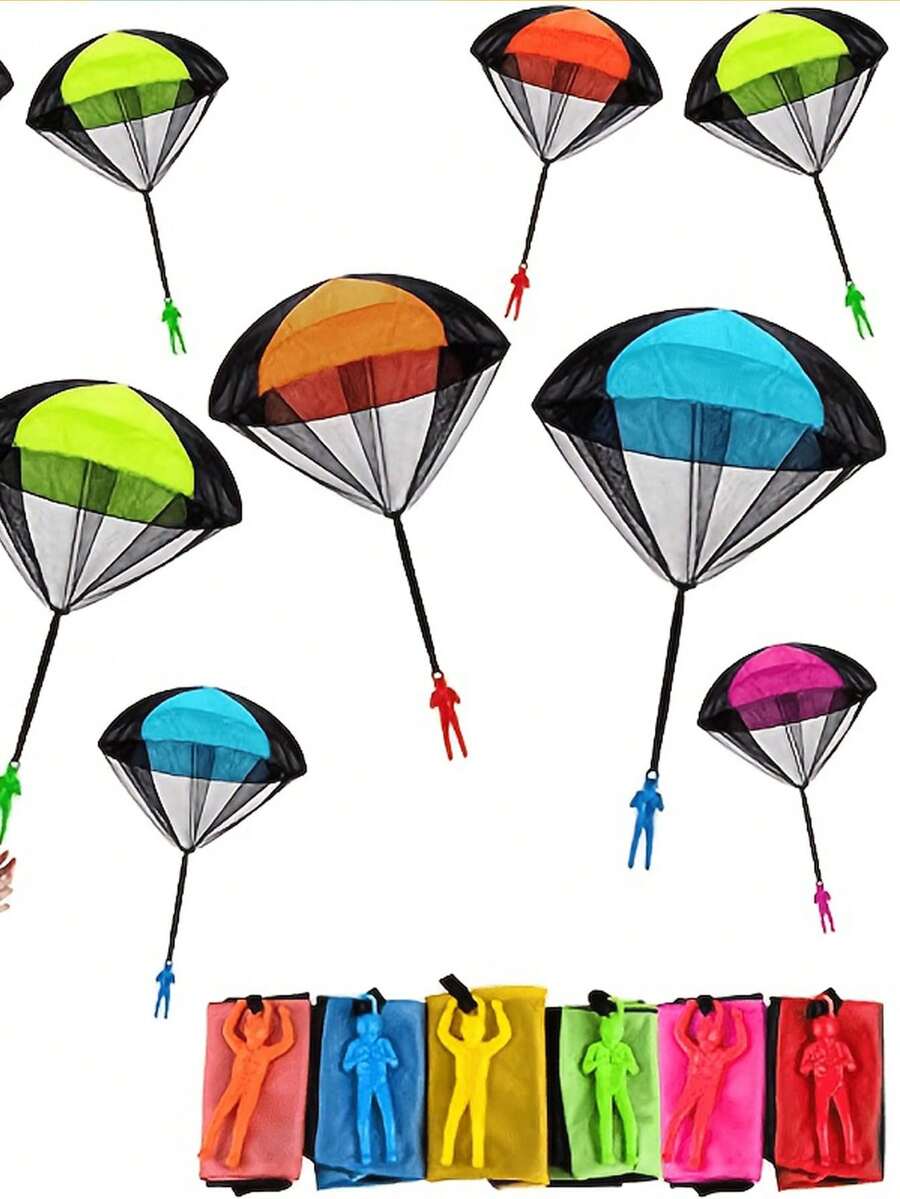 1pc/2pcs/5pcs Outdoor Fun Hand Throw Parachute Toy Set - Multiple Colors Available, Portable Pocket Size, Great For Interactive Games With Friends, Suitable For Beach, Park, Yard, Family Activities, Graduation Gifts, Party Competitions And School Prizes