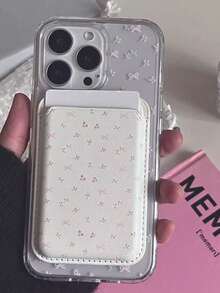 2 Stücke süße transparente Blumen Schleife Handyhülle, magnetisch kompatibel mit kabelloser Aufladung für iPhone 11/11 Pro/11 Pro Max/12/12 Pro/12 Pro Max/12 Mini/13/13 Pro/13 Pro Max/14/14 Pro/14 Pro Max/14 Plus/15/15 Pro/15 Pro Max/15 Plus/16/16 Pro/16 Pro Max/16 Plus/17/17 Air mit Kartenfach & Geldbörsen Rückseite - Schleife floral - Übersicht 1
