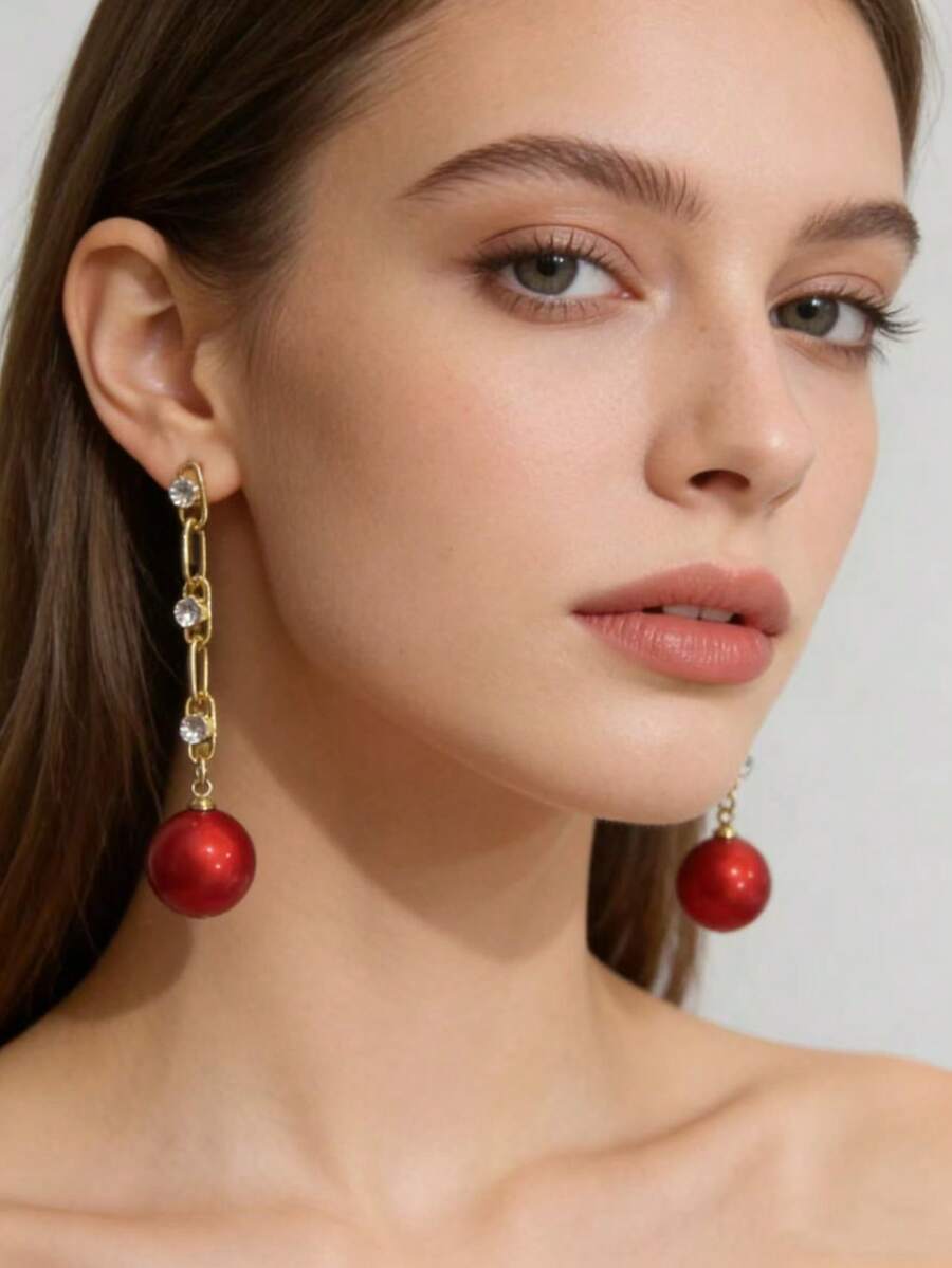 1对经典几何耳钉，时尚百搭 - 金色 - 查看 1