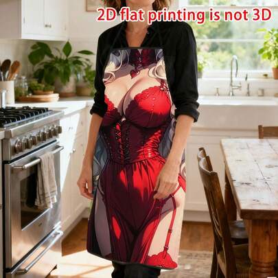 1 pieza Delantal de cocina con estampado de diva de vestido rojo divertido, estilo corsé de encaje rojo, delantal de cocina duradero adecuado para panaderos, decoradores de pasteles, entusiastas de la barbacoa, jardineros, pintores, manicuristas - regalo perfecto para chefs profesionales y del hogar