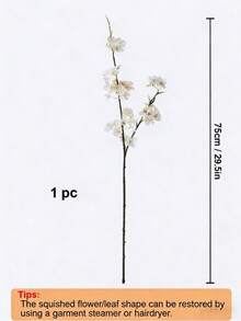 1 pieza Rama artificial de flor de ciruelo, flor artificial de 29.5 pulgadas de largo, tallo de flor, accesorio decorativo de escritorio, decoración para el hogar, boda, fiesta y regalo del Día de San Valentín - Blanco - Ver 5