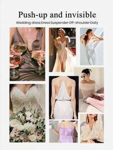 2对自粘式提胸文胸，性感硅胶乳贴，女士吊袜带，新娘装，摄影装，小胸，丰胸增厚，透气夏季款，隐形胸垫，女士内衣礼品 - 杏色 - 查看 10