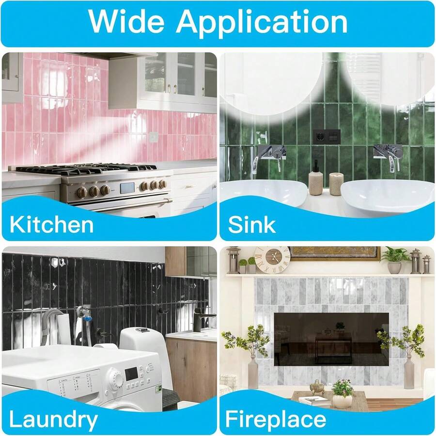 [10 miếng gạch dán bền chắc] 10 miếng gạch ốp tường Art3d tự dán, tấm ốp tường 3D PVC, thiết kế gạch tàu điện ngầm màu xanh lá cây, dễ dán, bền, kích thước 11.4*9 inch, thích hợp cho nhà bếp, phòng tắm, phòng giặt, xe RV. - A - Xem 1