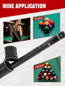 1 Pc 58-Inch 19oz 2-Piece 12.5mm Fiberglass Low Deflection Professional Billiard Cue Stick, With 1 Pc 1*1 Hard Protective Case - Black - View 2