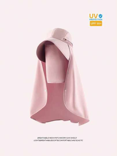 Mặt nạ và khăn choàng chống nắng 2 trong 1 có thể tháo rời, chống tia UV, che kín mặt, vành rộng, che cổ, thiết kế kiểu mũ xô, phù hợp với tóc buộc đuôi ngựa, mùa hè, đi biển.