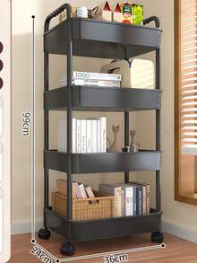 1pc 2/3/4/5-Tier Rolling Storage Cart , Plastic Material, Multipurpose For Office, Kitchen, Bathroom And Bedroom Organization Outdoor Decor - Car Storage Rack/Black - View 13