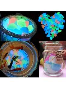 500颗太阳能夜光花园小径石，适用于庭院小径装饰、景观照明和花瓶填充装饰石，发光石，白天吸收光线，夜晚发光 - 發光石 - 查看 7