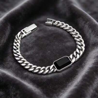 1件复古优雅高领黑色宝石时尚百搭手链