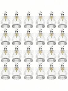 Bộ 12 chai nước thánh Công giáo, 50ml, chai thủy tinh trong suốt có biểu tượng thánh giá, nơ ren, túi vải organza, thích hợp cho lễ Rước lễ, lễ Rửa tội, lễ cưới và các dịp khác (Màu trắng) - Nhiều màu - Xem 1