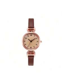 2pcs/Set Jam Tangan Quartz Wanita Elegan & Modis, Set Jam Tangan Gaya Kasual - Rose Gold - View 7