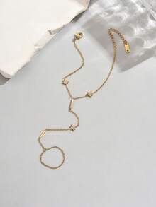 LIEBEIRIS 1 pièce Bracelet anneau de doigt en acier inoxydable octogonal plaqué or 18 carats, convient pour le port quotidien des femmes et comme cadeau - Or jaune - Voir 2