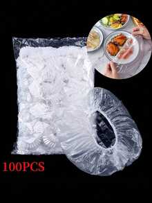50/100/200个装可重复使用弹性食品保鲜盖 - 半透明弹性塑料盖，适用于储存剩菜剩饭、水果和蔬菜 - 非常适合厨房、冰箱和台面收纳，也适用于婚礼装饰、圣诞节装饰、生日装饰、生日礼物、圣诞餐桌装饰、圣诞节、圣诞礼物 - 彩色 - 查看 4