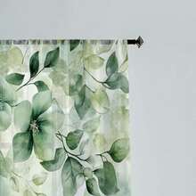 2 piezas de cortinas transparentes con diseño de bolsillo para barra y patrón de hojas verdes, protección de privacidad para sala de estar, dormitorio, cocina, cortinas de filtrado de uso múltiple minimalistas, adecuadas para reuniones elegantes en el hogar - Multicolor - Ver 6
