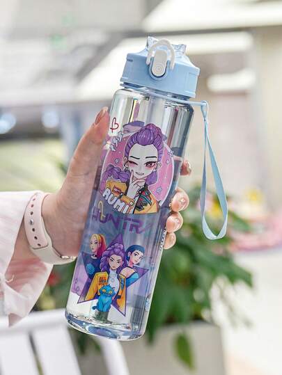 Hasbro Bộ bình nước thể thao chống rò rỉ 750ml KPOP Witch Hunters, in hình nhân vật anime và thú cưng, nắp đậy một chạm và dây đeo tiện dụng, thích hợp làm quà sinh nhật, Giáng sinh, Lễ Tạ ơn, quà tặng cho người hâm mộ K-Pop, hoạt động ngoài trời và quà tặng ngày lễ.