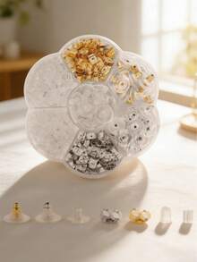 1 Set Jewelry Making Kit/Earring Backs - Includes Disc Earring Backs, Bullet Earring Backs, Butterfly Clutch Earring Backs, Clover Earring Backs. Fashionable Earring Backs, Earring Support Devices To Prevent Earlobe Sagging, Earring Fixators For Women's Jewelry, Earring Accessories. - Multicolor - View 2