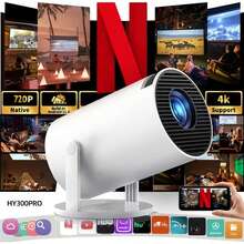 TUOGTCI Proyector F300, Android 11 nativo, HD 720P, compatible con 4K, rotación de 180°, lente de enfoque ajustable, cine en casa portátil, adecuado para TV Stick, USB, smartphone, aplicable para visualización, juegos, presentaciones - Ver 3