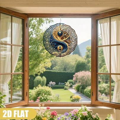 1 bộ chuông gió hình cây Âm Dương kích thước 25.5cm/10in*25.5cm/10in kèm móc xoay, thiết kế chuông gió xoay 360° sáng tạo tự làm cho trong nhà/ngoài trời (Không bao gồm mặt dây chuyền), kiểu ngẫu nhiên.