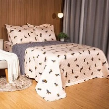 Standard Double Bed Sheet Set, 3 Pieces, Printed With Elastic, 180 Thread Count - 臘腸犬 - 查看 2