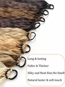 Ponytail Extension, Curly Ponytail Extension For Women, Lightweight Fluffy Fake Pony Tails Hair Extensions With Hair Tie, 24inch Long Wrap Around Soft Synthetic Wigs Suitable For Women's Daily Wear And Gatherings Hair Elastics Hair Rubber Bands Scrunchies Hair Rope,Summer,Holiday,Travel - Multicolor - View 4