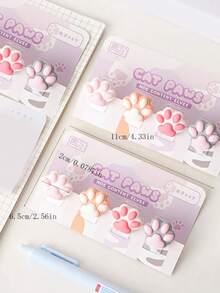 4 piezas de clips de archivo con diseño de pata de gato - Útiles escolares - En forma de gato - Ver 6