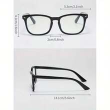 1 pieza Gafas decorativas de plástico con forma geométrica, estilo retro diario, moda clásica, minimalista elegante, atemporal, versátil estilo de pareja para combinar con todo, gafas de lente transparente para mujer, adecuadas para viajes al aire libre, vida diaria, lectura en la oficina y otras escenas - Multicolor - Ver 4