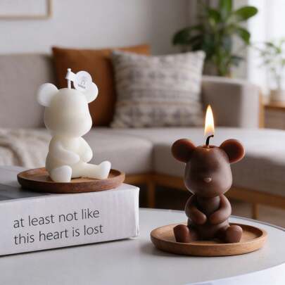 Cute Violent Bear Aromatherapy Candle, Handmade Violent Bear Candle Aromatherapy Soy Wax Decorative Candle, Suitable For Desktop Photography Props And Gifts, Perfect For Meditation And Stress Relief, Suitable For Wedding Venues, Christmas Venues, Restaurants, Living Rooms, Yoga Studios, Meditation, Birthday Candles, Mother's Day Gifts, Valentine's Day Gifts, Birthday Gifts, Adult Gifts, Wedding Candles, Home Decoration, Room Decoration, Wedding Gifts