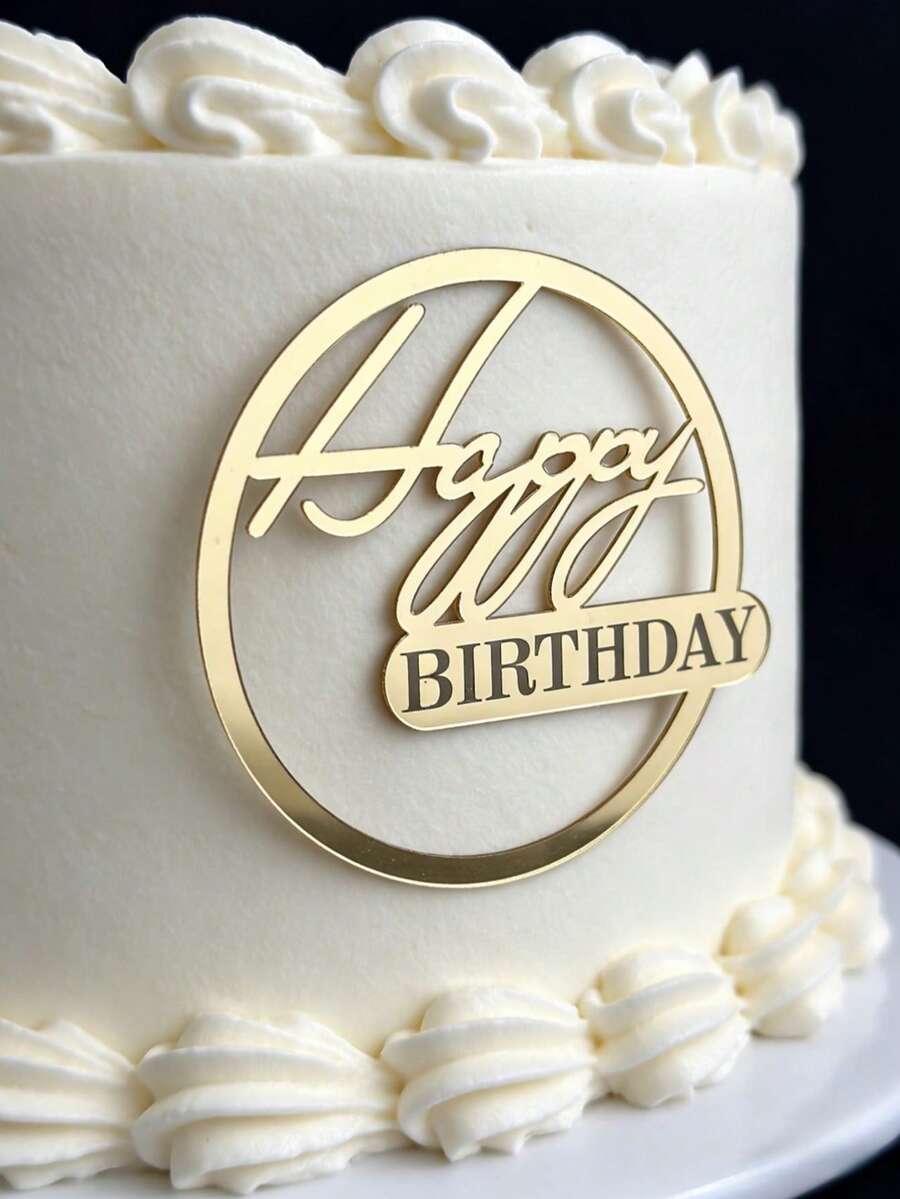 3 Stücke/6 Stücke/9 Stücke goldene "Alles Gute zum Geburtstag" Kuchendekoration, Acryl Geburtstags-Cupcake-Topper, Kuchen & Dessert Dekoration für Geburtstagsparty (Gold) - B - Übersicht 1