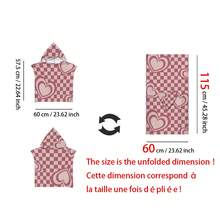 1pc Heart, Stripe, Fruit, Flower, Ocean Element Hooded Printed Cloak, Ultra-Fine Fiber Beach Blanket And Hooded Beach Wrap 2-In-1, With Buttons, Unbuttoned Can Be Converted Into Beach Blanket, Super Absorbent Towel, Suitable For Travel, Pool, Diving, Surfing, Yoga, Camping - Multicolor - View 17