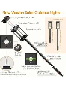 [Large] 2/4/Outdoor Solar Rectangular Hollow Lawn Light, ABS Resin Garden Street Lamp Decoration, Night Waterproof Hollow Solar Ground Spike Light (500mAh), Landscape Projection Pattern Light, Lighting Decoration, Perfect For Road Lawns, Garden Courtyards, Driveway Path Lights - Warm Light - 多色 - 查看 5