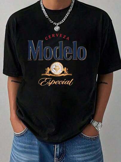 Camiseta Modelo con Estampado Gráfico% Algodón para Hombre, Camiseta de Manga Corta con Cuello Redondo para Verano y Primavera, Ropa Casual para Hombre MBIX