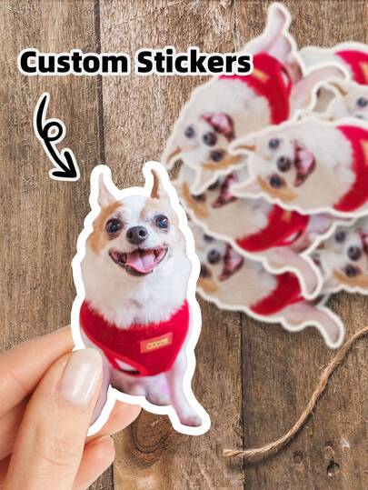 1-80pcs Custom Pet Photo Stickers, Personalized Dog & Cat Name Stickers, Waterproof Die-Cut Vinyl Decals For Laptops Phone Cases, Perfect Gifts For Anniversaries Valentine's Day Mother's Day Weddings Housewarming Christmas, Unique Custom Labels To Show Pet Charm & Warm Home Decor Atmosphere