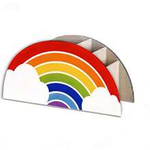 1个木质彩虹铅笔盒，木质笔筒，5格桌面收纳盒，木质桌面储物盒，学年结束返校感谢礼物 - A - 查看 7