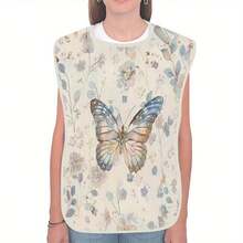 1 babero con patrón de mariposa simple y creativo, delantal de adulto elegante estampado, protección impermeable y contra salpicaduras de aceite, lavable, duradero, delantal reutilizable de alta calidad, 75 * 45 cm - A - Ver 1