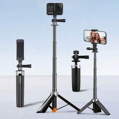 New Mini Aluminum Alloy Selfie Stick Tripod, Desktop Phone Holder With Handle, Can Be Handheld Or Placed On The Ground. Suitable For Webcams, G7X Mark III, ZV-1, RX100 VII, A6400, A6600 And Other Cameras - Optional Phone Holder Fits Various Smartphones. Portable Mini Vlog Stand, One-Click Pop-Up, Adjustable Legs With Rubber Feet, Stable, Outdoor Sports Stand, Selfie Tool, Valentine's Day Couples Photography Tool