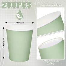 120/60/48/36/24/12/6 pièces Lot de gobelets en papier vert sauge de 9 oz, convenant pour l'eau, le jus, le lait, le café, le thé, les fêtes au bureau, la maison, les voyages, les pique-niques, les événements - Vert clair - Voir 7