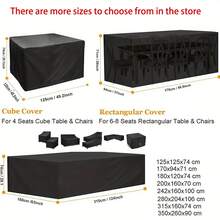 Tấm phủ bảo vệ đồ nội thất ngoài trời 155x95x68cm, bao gồm ghế sofa, bàn ghế sân vườn, tấm phủ chống thời tiết cho hiên nhà. - màu đen - Xem 1