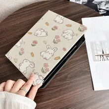 1 Cute Bunny Rabbit Print Piece Book-Style Flip Table Case - Multi-Angle Stand Protective Cover With Pen Holder Compatible With IPad Pro (M5)/ Air (M3)/ 11"(A16)/ 10.9/10.2/ Air 5th Gen/Pro11/10th/9.7/Air 2/ (7th Gen)/ (8th Gen)/ Air 4/5/ Pro 11/ 10th Generation 10.9-Inch 2022 Smart Case/ Air 13(M3 2025)/ Air 11(M3 2025)/ Air 11(M3 2025)/ 11(A16 2025)/Galaxy Tab S10+/S9/A9, Auto Sleep/Wake Function Compatible With Xiaomi 6/6pro/7/7pro - Multicolor - View 8