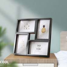 Khung ảnh kết hợp 6 inch, có thể để bàn hoặc treo tường, màu đen trắng, thiết kế không viền trang nhã với mặt kính. - Nhiều màu - Xem 5