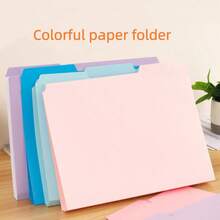 18pcs A4 Size File Folders With 3 Divider Tabs, Beige Paper File Organizer, Single Page Classification Folders For Office & Study, Durable Paper File Storage Folder With Clear Labels, Lightweight & Portable Office Desk File Organizer - Multicolor - View 8