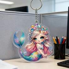 Cute Chibi Mermaid Acrylic Gradient Glitter Backpack Charm, A Small Gift For Girlfriend Or Best Friend - Mermaid - View 6