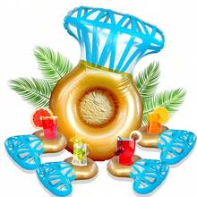 6 Inflatable Ring Cup Holders For Bachelorette Party Beach - Khaki - View 1