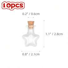 20/10个迷你装饰玻璃瓶 - 可爱玻璃瓶，配有软木塞，可用作许愿瓶、玻璃瓶吊坠、迷你香水瓶、装饰迷你漂流瓶，适用于DIY工艺品、婚礼回礼、家居装饰、派对纪念品。 - 星星 - 查看 11