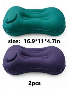 1 pieza Almohada de viaje inflable cuadrada - Soporte para el cuello para coche y avión, también adecuada como cojín lumbar, ideal para vuelos y viajes por carretera largos, accesorio de aviación cómodo, equipo de viaje elegante, material inflable, equipo de camping - Multicolor - Ver 22
