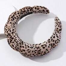 Leopard Print Headband, Cloud-Shaped Braided Sponge, Fashionable Women's And Girls' Hair Accessories, Cloud-Feel Face Wash, Bath And Makeup Fixing Headband - 彩色 - 查看 7