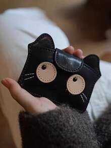 复古卡通PU材质，小巧轻便，大容量卡包/银行卡/硬币收纳包，零钱包，可爱猫咪图案 - 彩色 - 查看 8