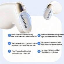 PHILIPS 藍牙耳機 真無線藍牙耳機 適用apple 、Android 半入耳式舒適佩戴 閃充長續航 運動防水抗汗 IPX4級防水 商務通話高清無線耳麥TAT2169 - 查看 7