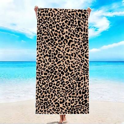 1pc Oversized Beach Towel, Leopard Print Pattern, Soft Quick-Dry Luxury Large Size, Suitable For Pool, Travel, Camping, Yoga, Gym, Essential Summer Beach Accessory, Adult Gift, Gift For Friends