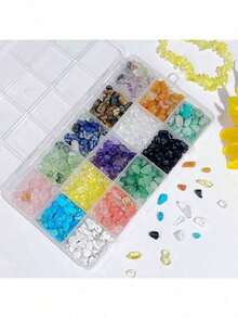 Bộ 1200 hạt đá tự nhiên không đối xứng, nguyên liệu làm trang sức DIY, vòng tay, bông tai, mặt dây chuyền thủ công, vật liệu thủ công. - Nhiều màu - Xem 3