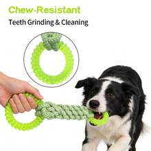 大型犬拔河绳玩具，防滑手柄 - 耐用耐啃咬，有助于清洁牙齿，维护口腔健康，适合中大型犬 - 非常适合拔河、捡球游戏，是爱啃咬的狗狗的理想玩具，趣味宠物玩具，坚固的混合材质，易于清洁 - 彩色 - 查看 9
